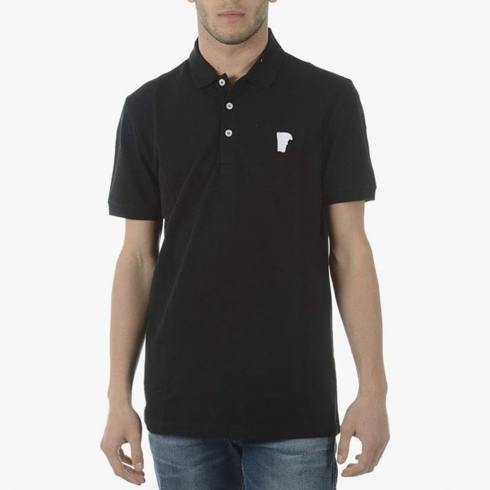 VERSACE Collection Men's Medusa Logo Pique Polo Shirt Black Sz Large